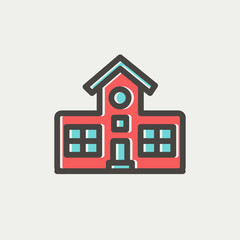 School building thin line icon