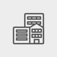 Shopping center building thin line icon