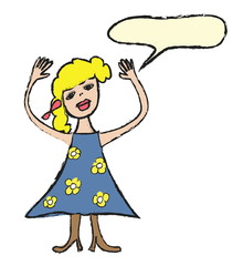 cartoon woman with speech bubble