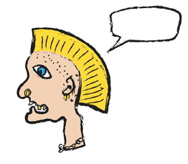 cartoon punk with speech bubble