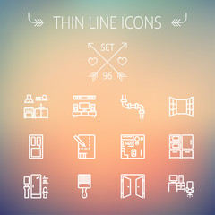 Construction thin line icon set
