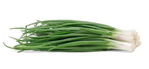Bunch of chives on white background