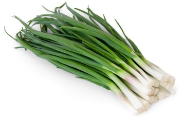 Bunch of chives on white background