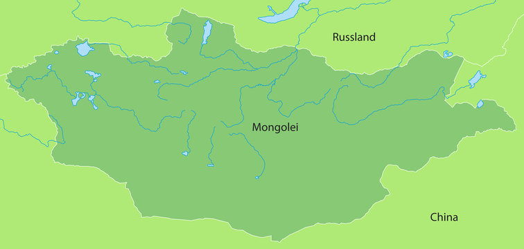 Mongolei - Karte in Grün (mit Beschriftung)