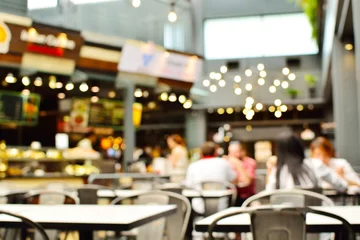 Papier Peint photo Restaurant Coffee shop blur background with bokeh image .