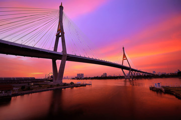 Fototapeta na wymiar Bhumibol 2 Bridge , Bangkok ,Thailand
