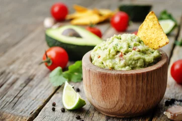 Poster guacamole with corn chips © nata_vkusidey
