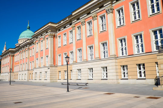 The rebuilt City Palace in Potsdam with the St. Nicolas church in the back