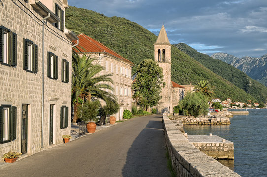 Kotor Bay Along Stoliv Village, Montenegro  (hdr)