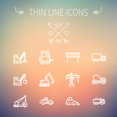 Construction thin line icon set