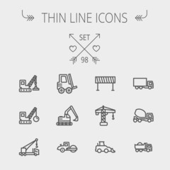 Construction thin line icon set