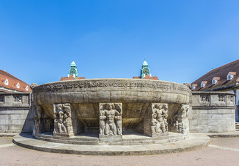 Fototapeta premium famous art nouveau fountain at sprudelhof in Bad Nauheim