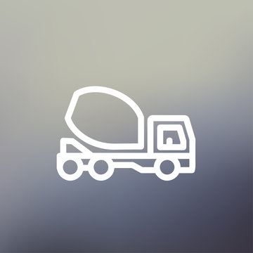 Concrete mixer truck thin line icon