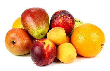 fresh fruit on a white background