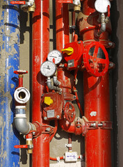 red metallic pipes