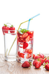 two glasses of strawberry cocktail