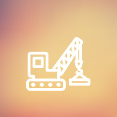 Lifting crane trailer thin line icon