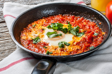 Shakshouka with fried egg.