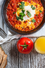 Shakshouka with fried egg.