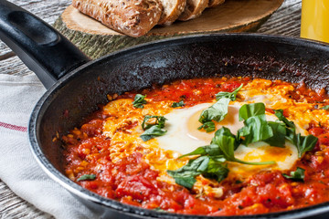 Shakshouka with fried egg.