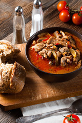 Goulash soup with paprika.