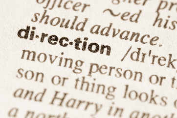 Obraz premium Dictionary definition of word direction