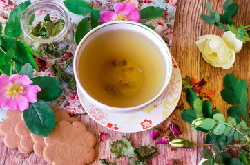 Herbal tea with tea roses