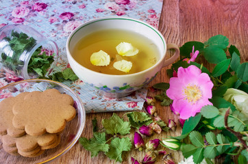 Herbal tea with roses