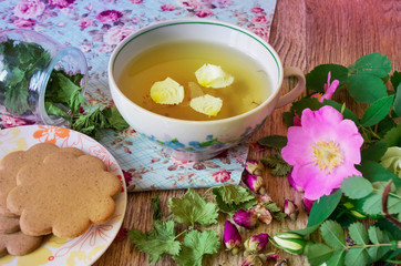 Herbal tea with roses