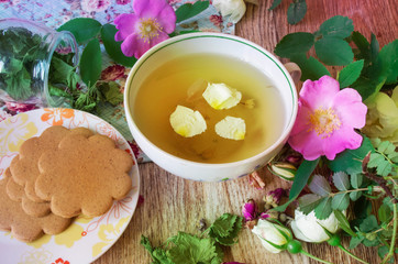 Herbal tea with tea roses