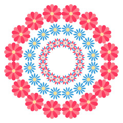 Summer floral round ornament on a white background