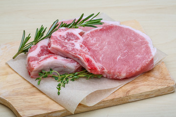 Raw pork steak