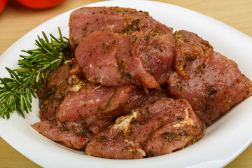 Raw marinated meat for bbq