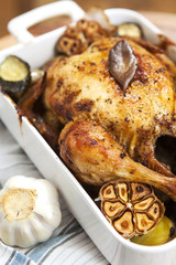 Roasted Chicken with garlic and potatoes