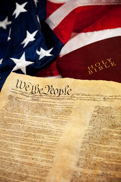 Constitution: US Constitution, Flag and Bible