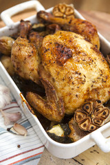 Roasted Chicken with garlic and potatoes