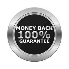 Money Back 100% Guarantee Silver Button