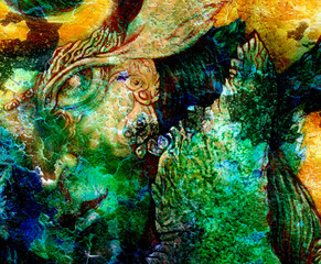 Obraz na płótnie Canvas elven fairy creatures and energy lights, an insight in a fairy 