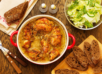 Roast rabbit in honey-mustard sauce