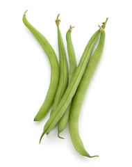 Green beans handful isolated on white background cutout