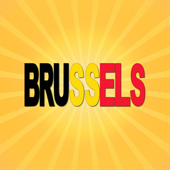 Brussels flag text with sunburst illustration