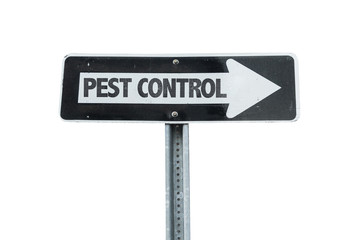 Pest Control direction sign isolated on white