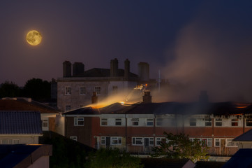 Fire in residential building and rescue.