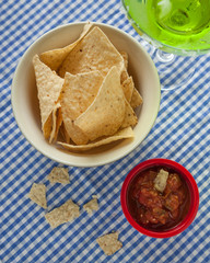 tortilla Chips and Salsa with a Margarita