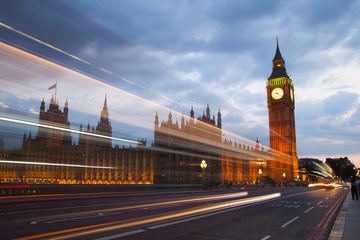 Fototapeta na wymiar LONDON, UK - July 21, 2014: Big Ben and houses of Parliament