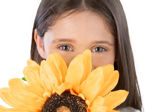 Child, Sunflower, Playing.