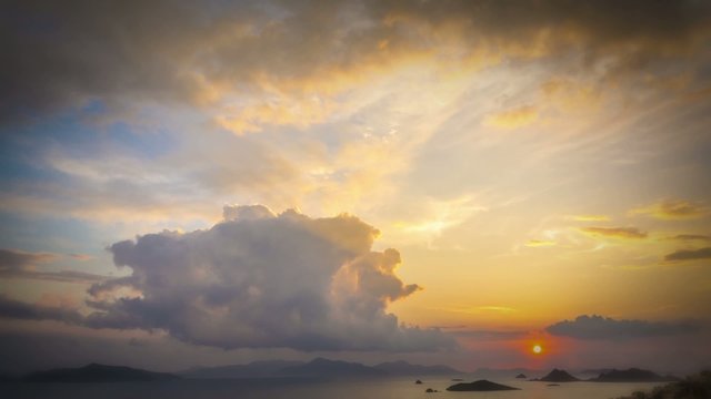 Time Lapse sunset and clouds over sea