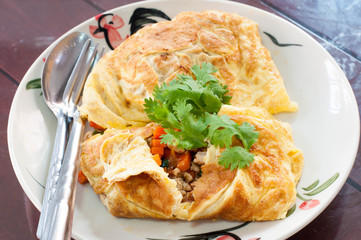 the Pork stuffed omelette in dish
