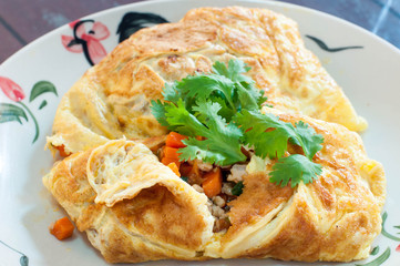 the Pork stuffed omelette in dish