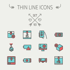 Technology thin line icon set